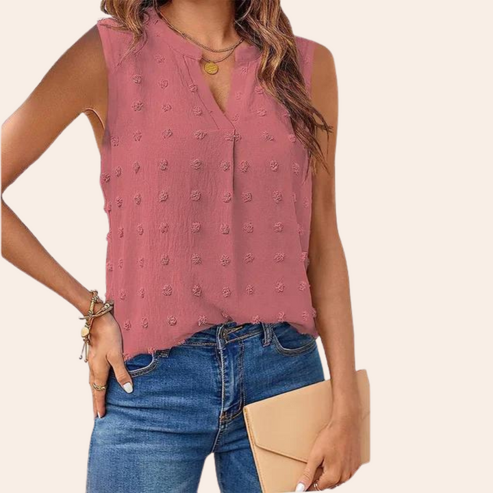 Airy sleeveless women's blouse with a relaxed fit, great for warm weather