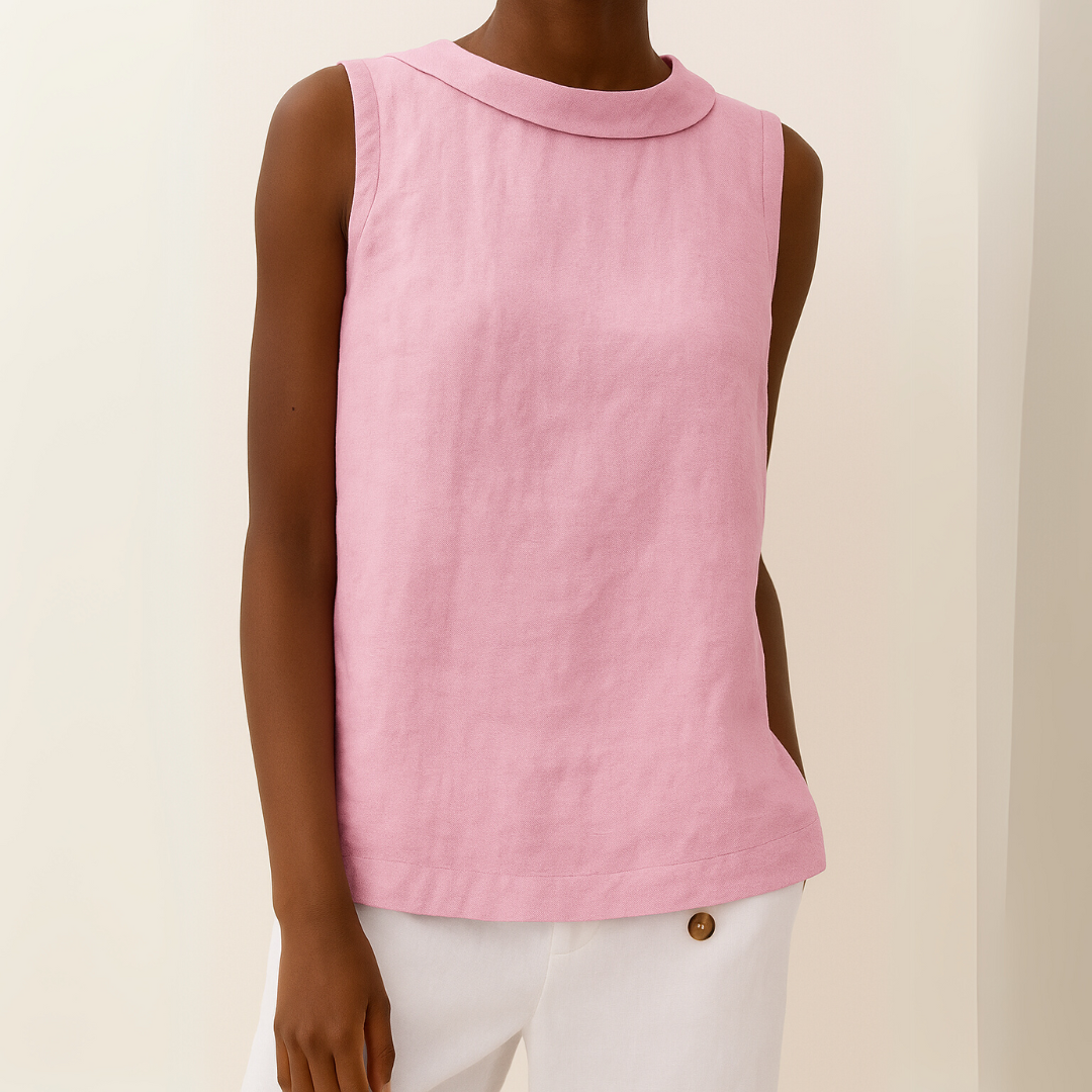 Simple yet stylish women's sleeveless top with a round neck, an easy-to-wear piece for any casual outfit.