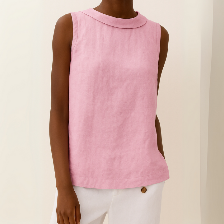 Simple yet stylish women's sleeveless top with a round neck, an easy-to-wear piece for any casual outfit.