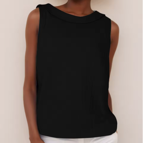 Women's round neck sleeveless blouse, perfect for pairing with jeans or skirts for a relaxed summer look.