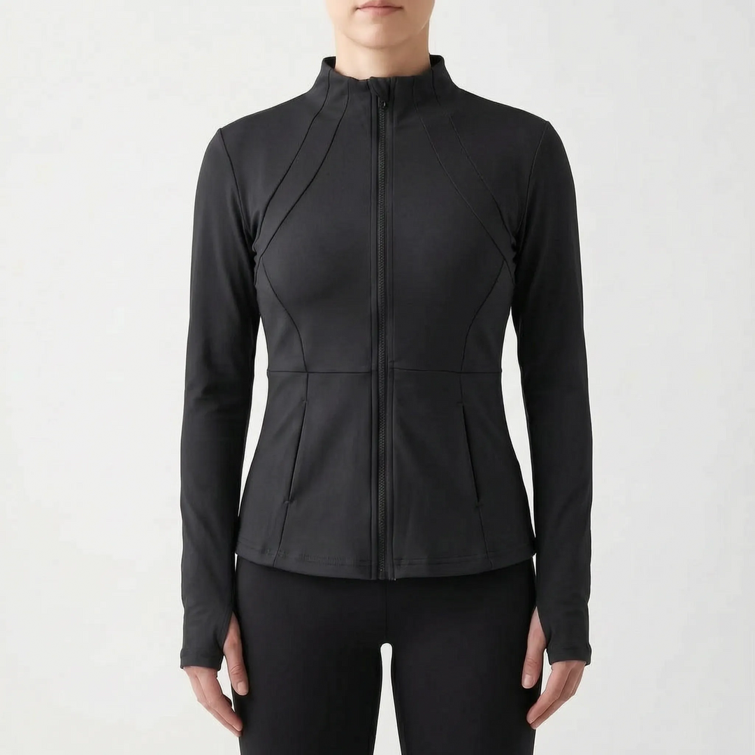 Versatile women's activewear jacket, ideal for yoga outerwear, gym, and sports performance.
