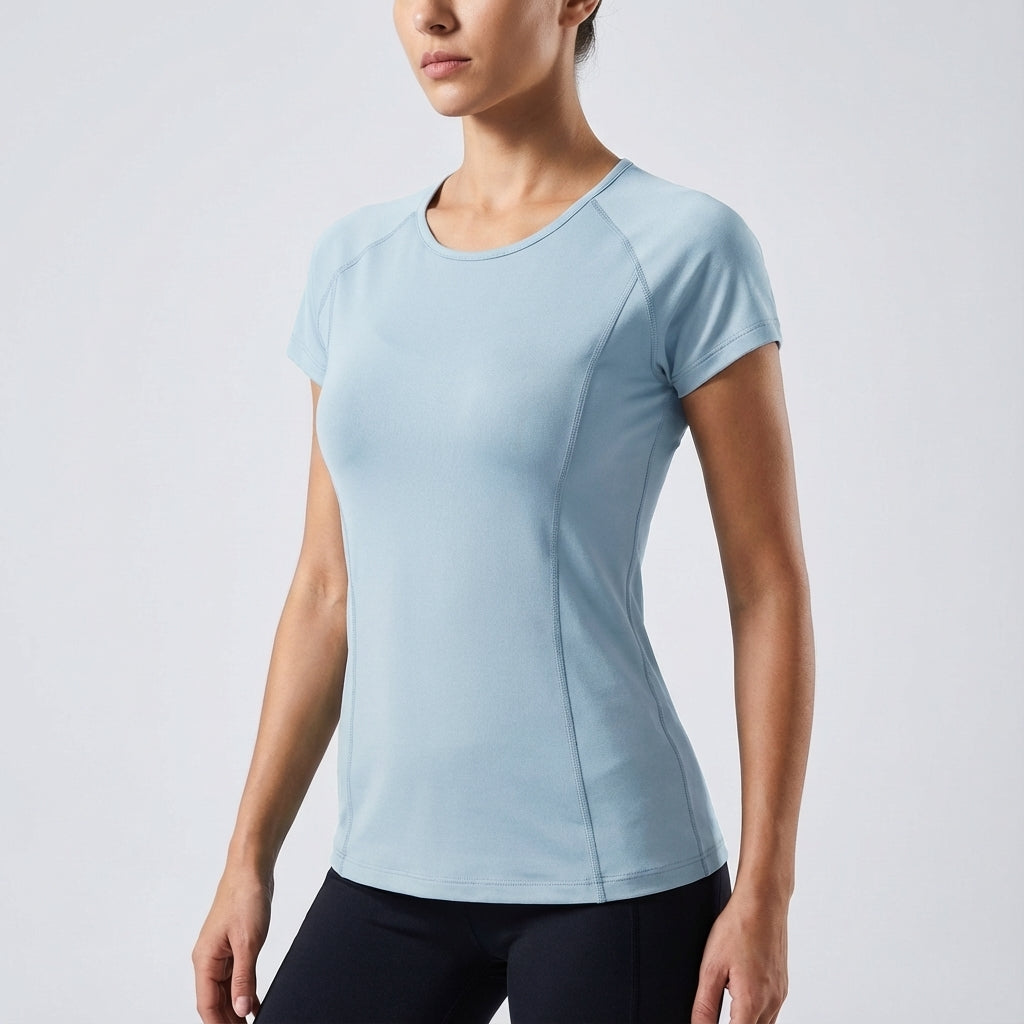 Slim fit women's running top, breathable activewear shirt ideal for intense workouts