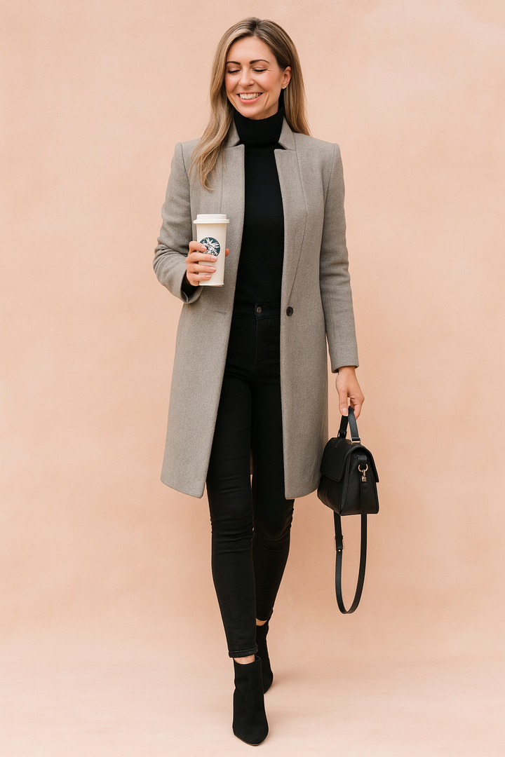 Structured women's tailored coat in a slim fit. Perfect professional workwear or stylish business casual.