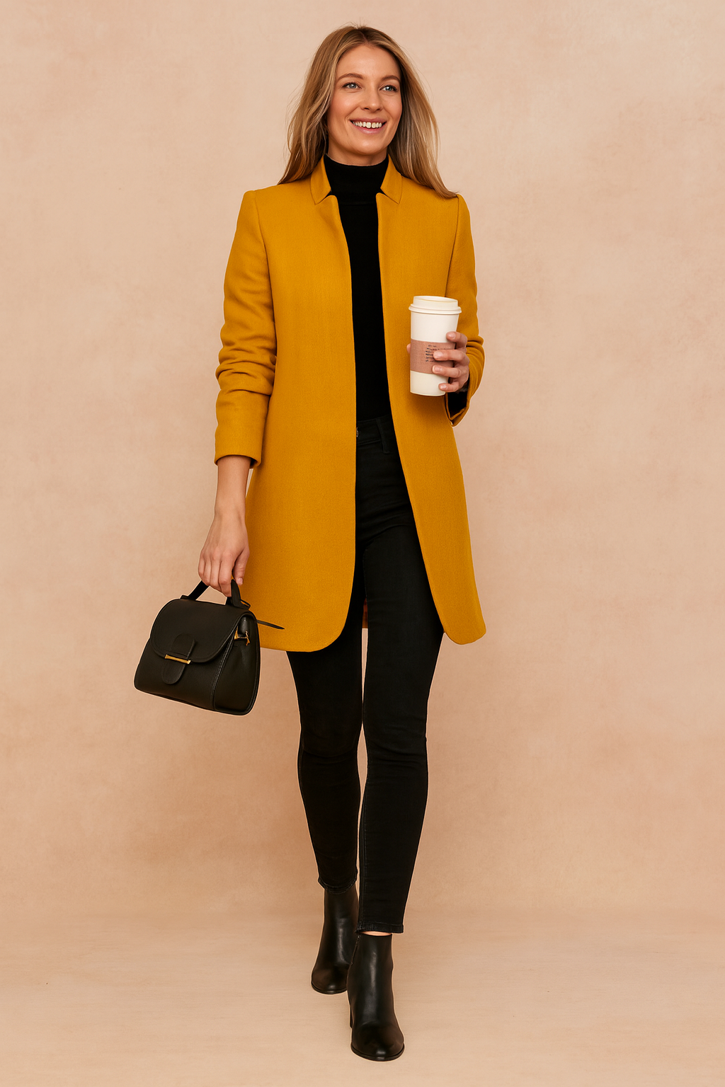 Stylish women's slim fit tailored coat, perfect for work or casual. Elevates business casual and fall fashion.