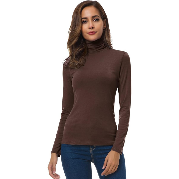 Versatile women's apparel: slim fit turtleneck top for everyday layering.