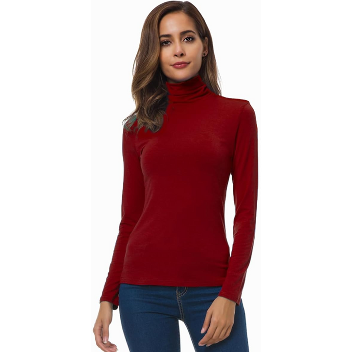 Breathable long sleeve basic turtleneck for women, perfect for a casual look.