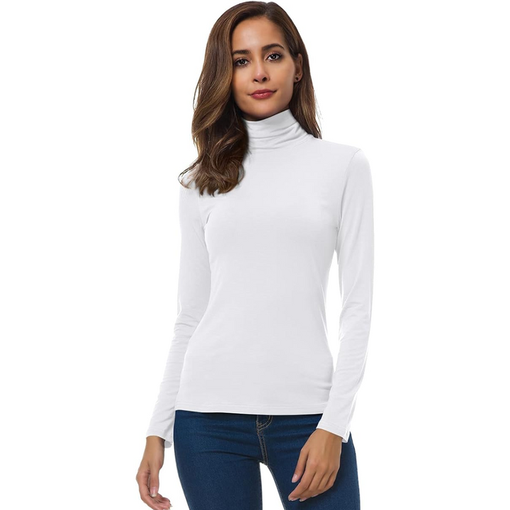 Petra women's slim fit turtleneck top, essential for a modern wardrobe.