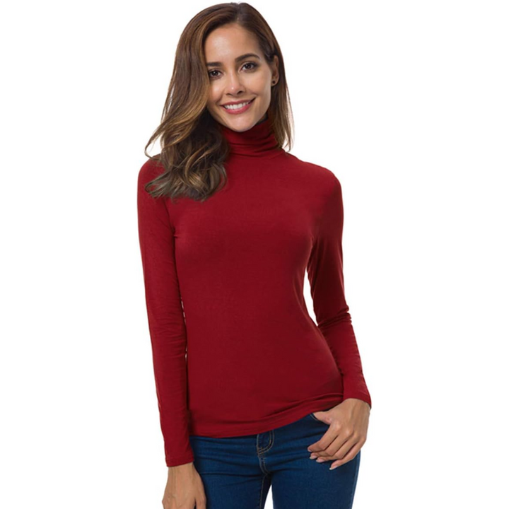 Petra slim fit women's turtleneck, ideal for casual wear and breathable comfort.
