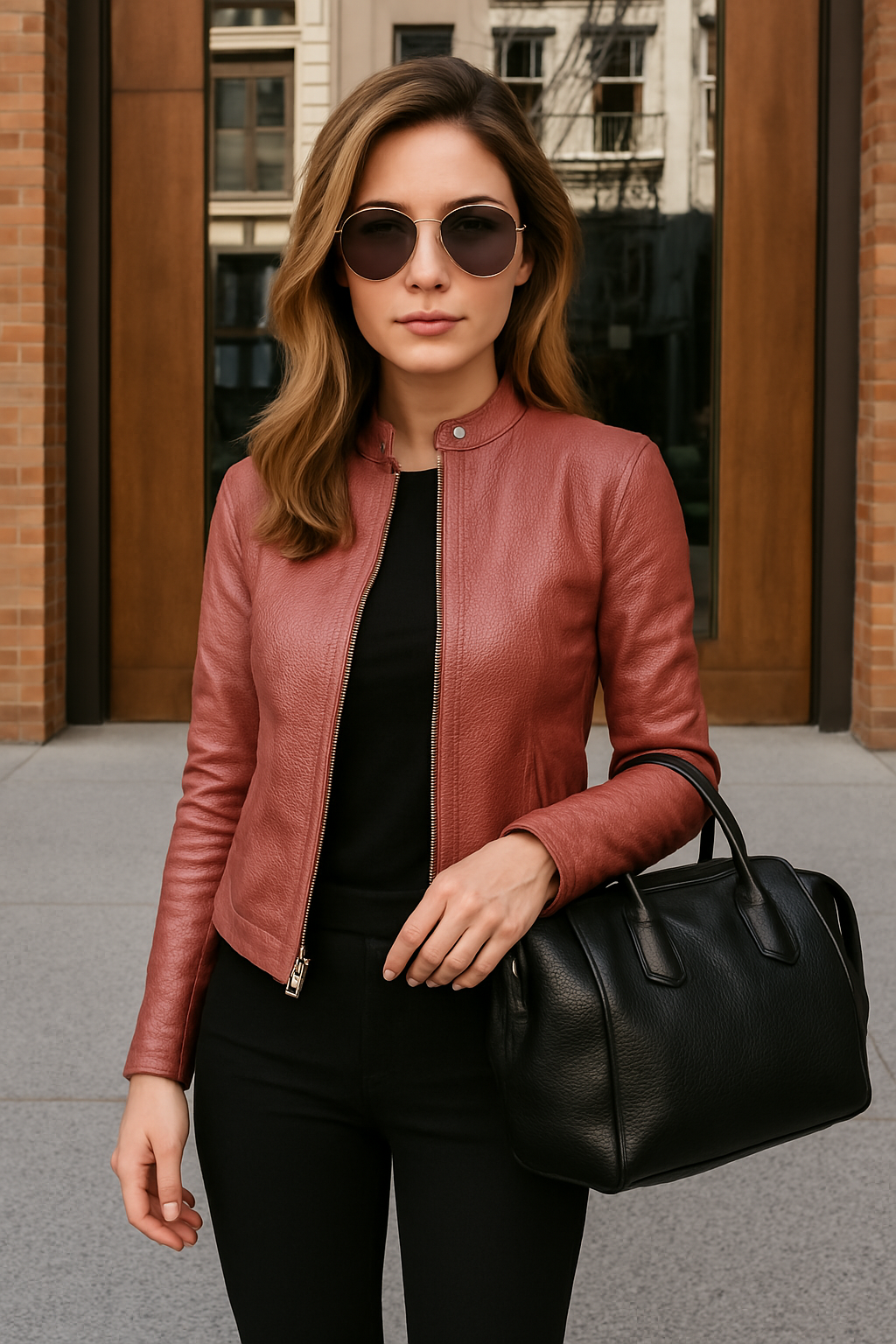 Statement women's slim fit zip-up jacket. Elegant mandarin collar & long sleeves. Versatile smart casual outerwear.