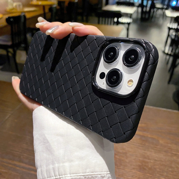 Protect your phone with this stylish women's woven iPhone case. Durable, slim, and features anti-slip grip.