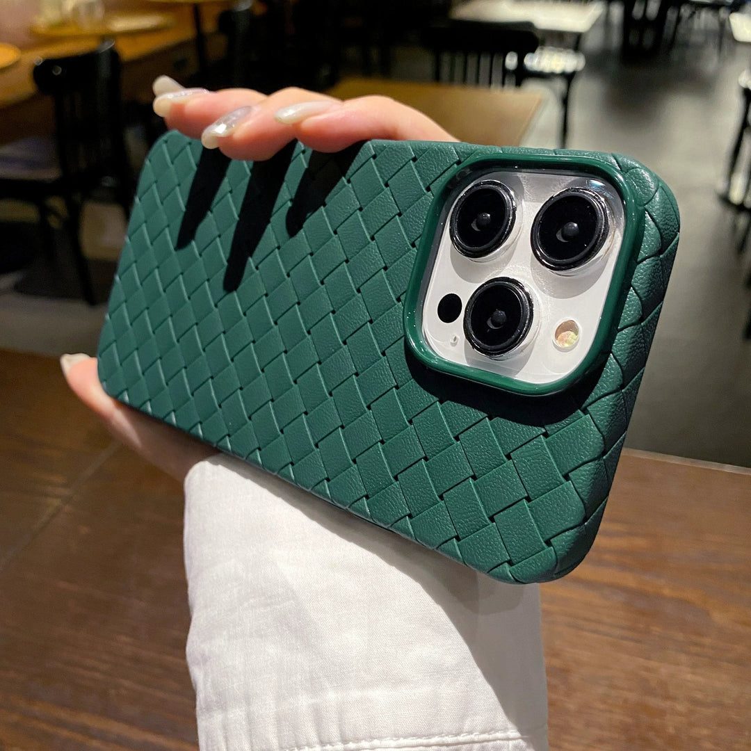 Women's accessory: Woven texture iPhone case. Provides durable, scratch-resistant protection with a slim profile.