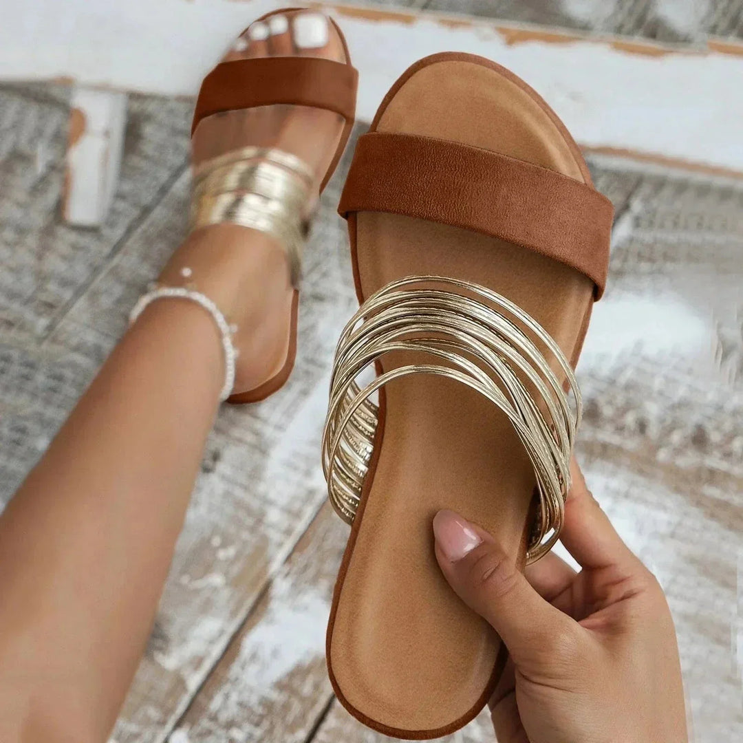 Lightweight open-toe slip-on women's sandals, great for everyday summer style.