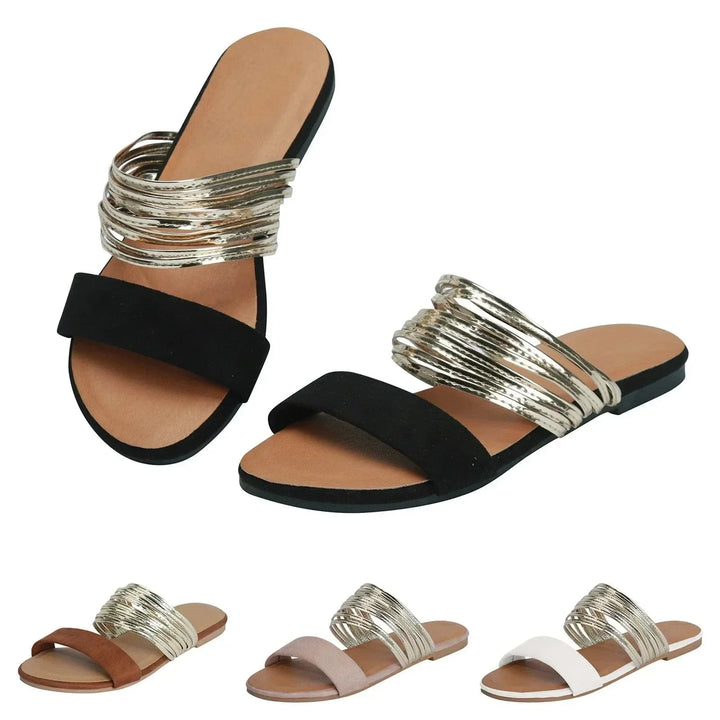 Lightweight & fashionable women's slip-on flat sandals for versatile summer looks.