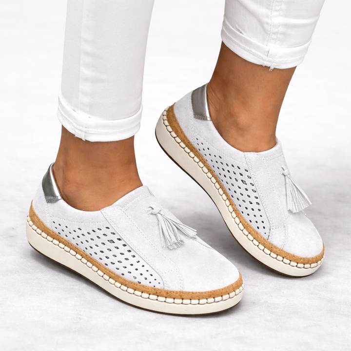 Lightweight women's orthopedic slip-on shoes for casual daily wear, offering comfort, arch support & breathability.