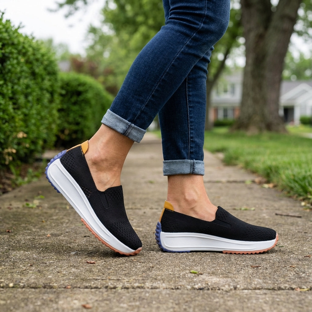 Comfortable women's slip-on orthopedic platform sneakers, perfect for casual wear, walking & everyday style.