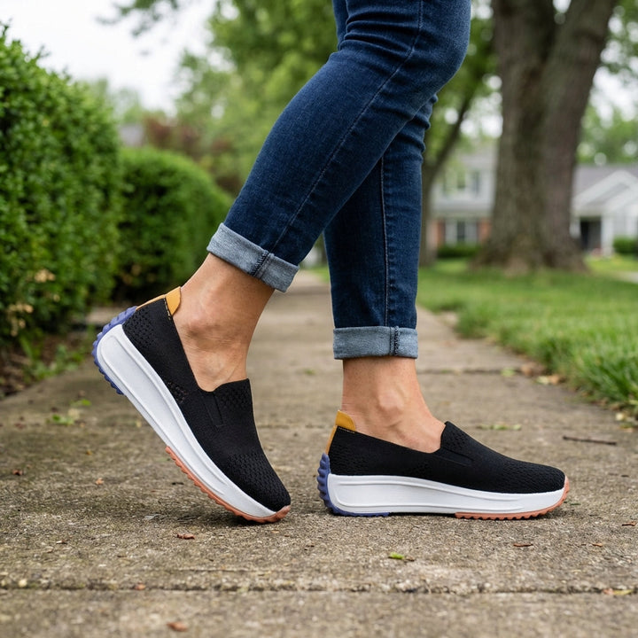 Comfortable women's slip-on orthopedic platform sneakers, perfect for casual wear, walking & everyday style.