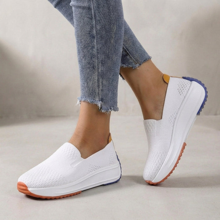 Women's casual slip-on platform orthopedic sneakers with arch support, designed for comfort & everyday walking.