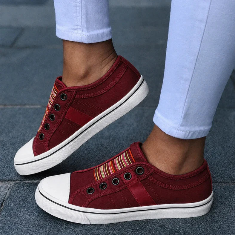 Lightweight women's slip-on sneakers, offering easy wear and all-day comfort for summer walks & casual outings.