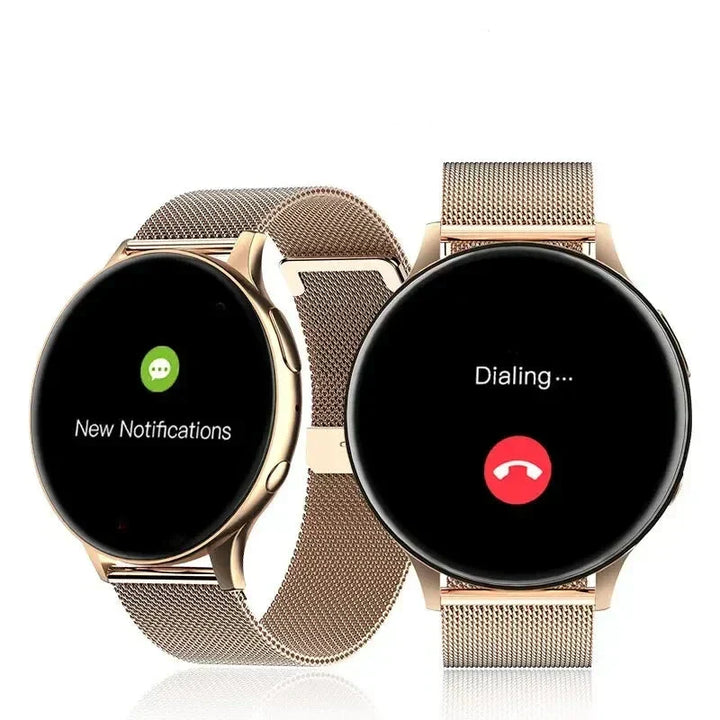 Stylish black women's smartwatch, Lumea Active, a sleek digital watch & smart wearable for daily use.