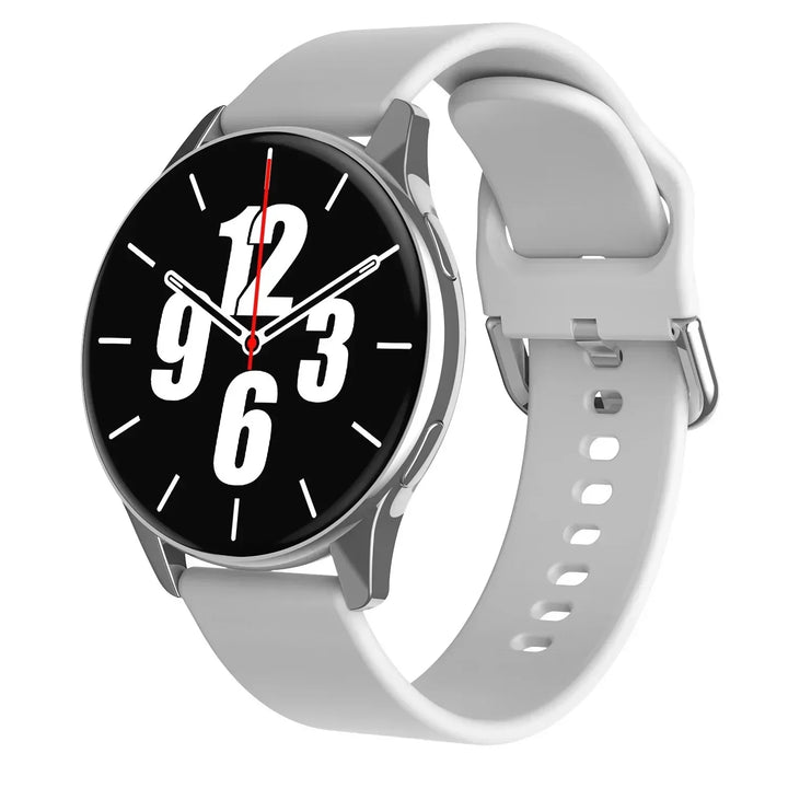 Woman wearing Lumea Active women's smartwatch, monitoring fitness & health with this stylish tech wearable.