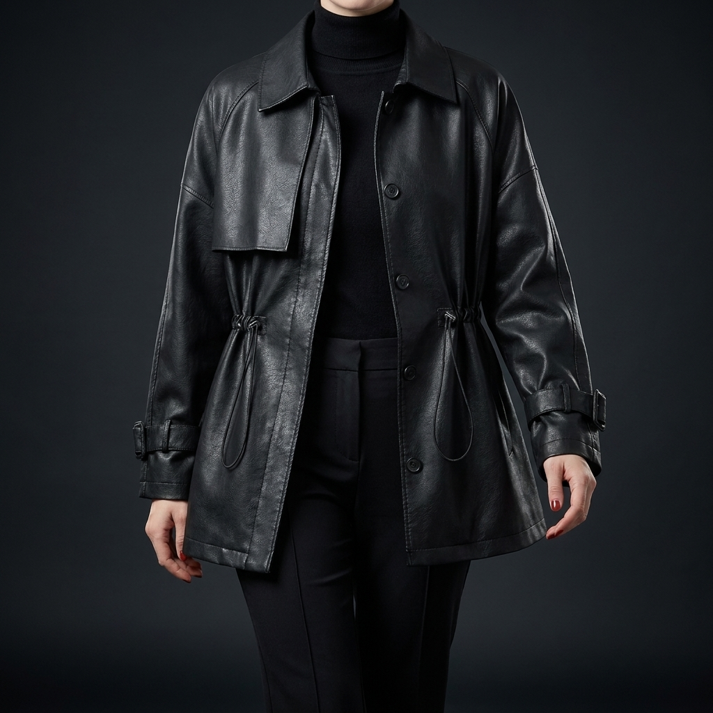 Women's smooth feel fashion jacket, sleek black design for stylish everyday wear & comfort.