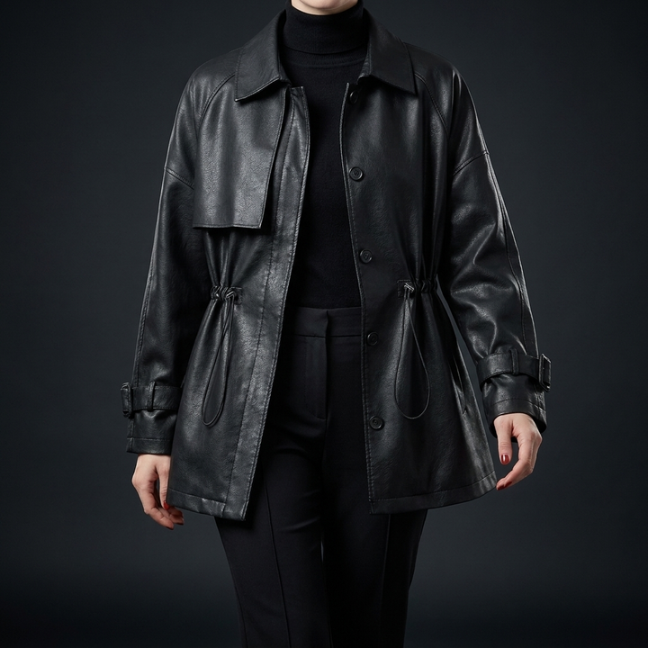 Women's smooth feel fashion jacket, sleek black design for stylish everyday wear & comfort.