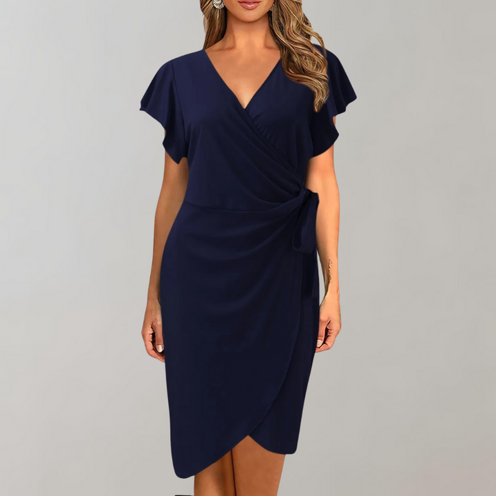 Stylish Sofia women's short sleeve summer dress. Lightweight & breezy, knee-length, ideal for warm weather fashion.