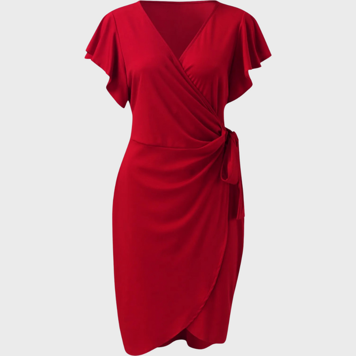 Sofia lightweight summer dress for women. Breezy short sleeve, knee-length, ensuring comfort and style for summer.