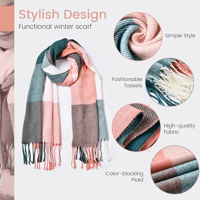Chic women's cashmere blend plaid winter scarf, combining warmth of cashmere and timeless plaid design.