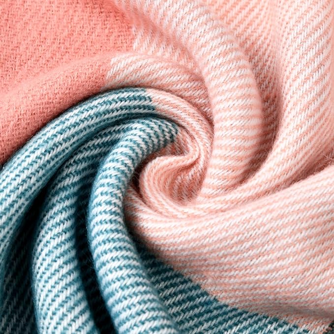 Women's fashion scarf, cashmere blend plaid in earthy tones, versatile and warm accessory for cold days.