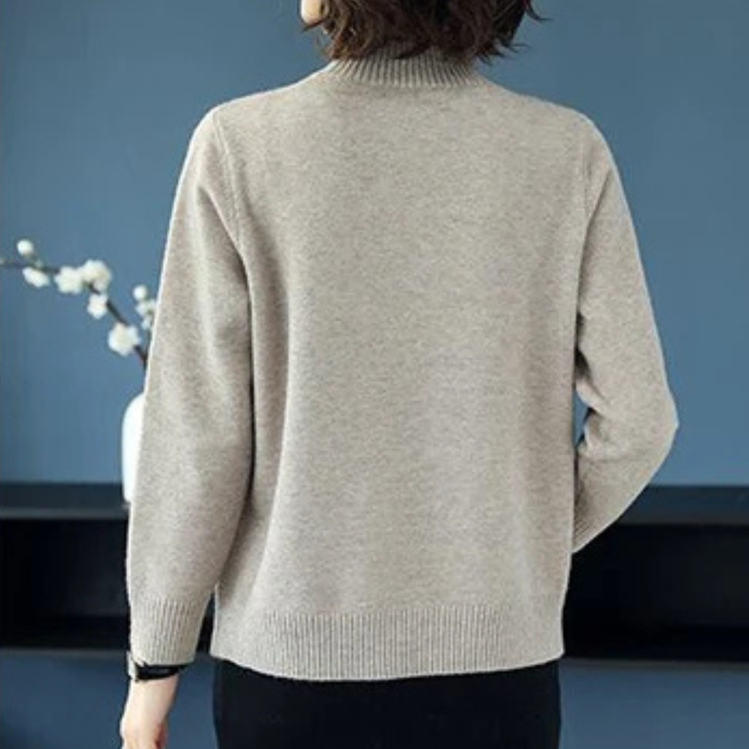 Versatile women's soft diamond pattern turtleneck sweater, for casual or elegant fall fashion.