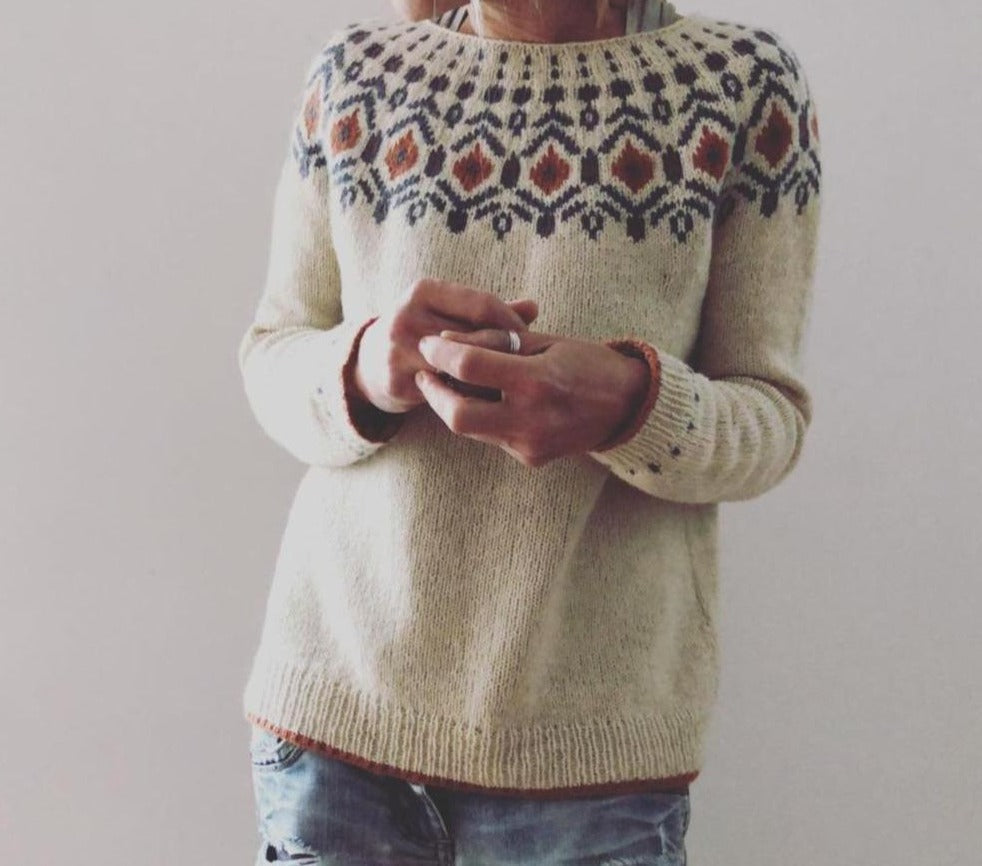 Dreamy soft knitted sweater for women, capturing autumn magic style and cozy winter comfort.