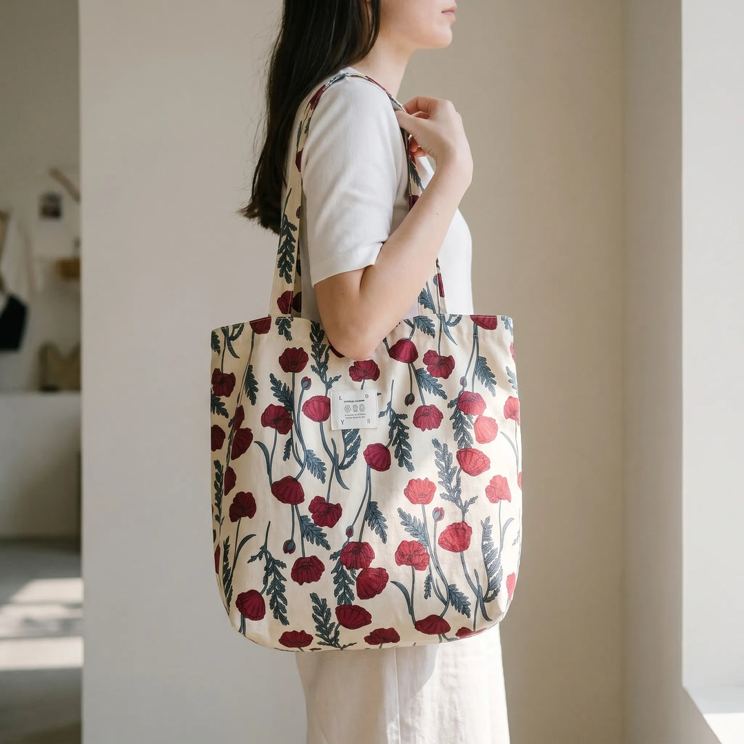 Women's soft floral print shoulder tote bag, a stylish everyday accessory.