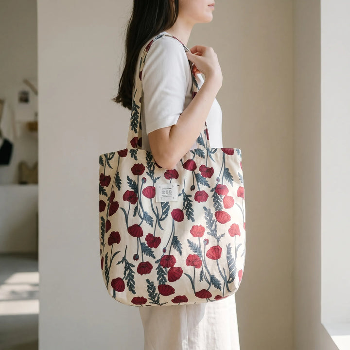 Women's soft floral print shoulder tote bag, a stylish everyday accessory.