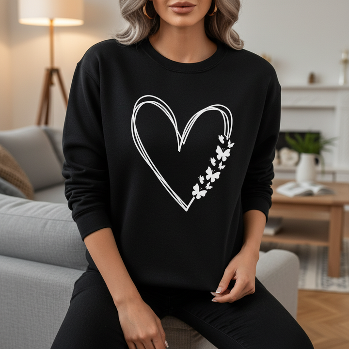 Women's soft heart print long sleeve sweater for casual fall winter fashion