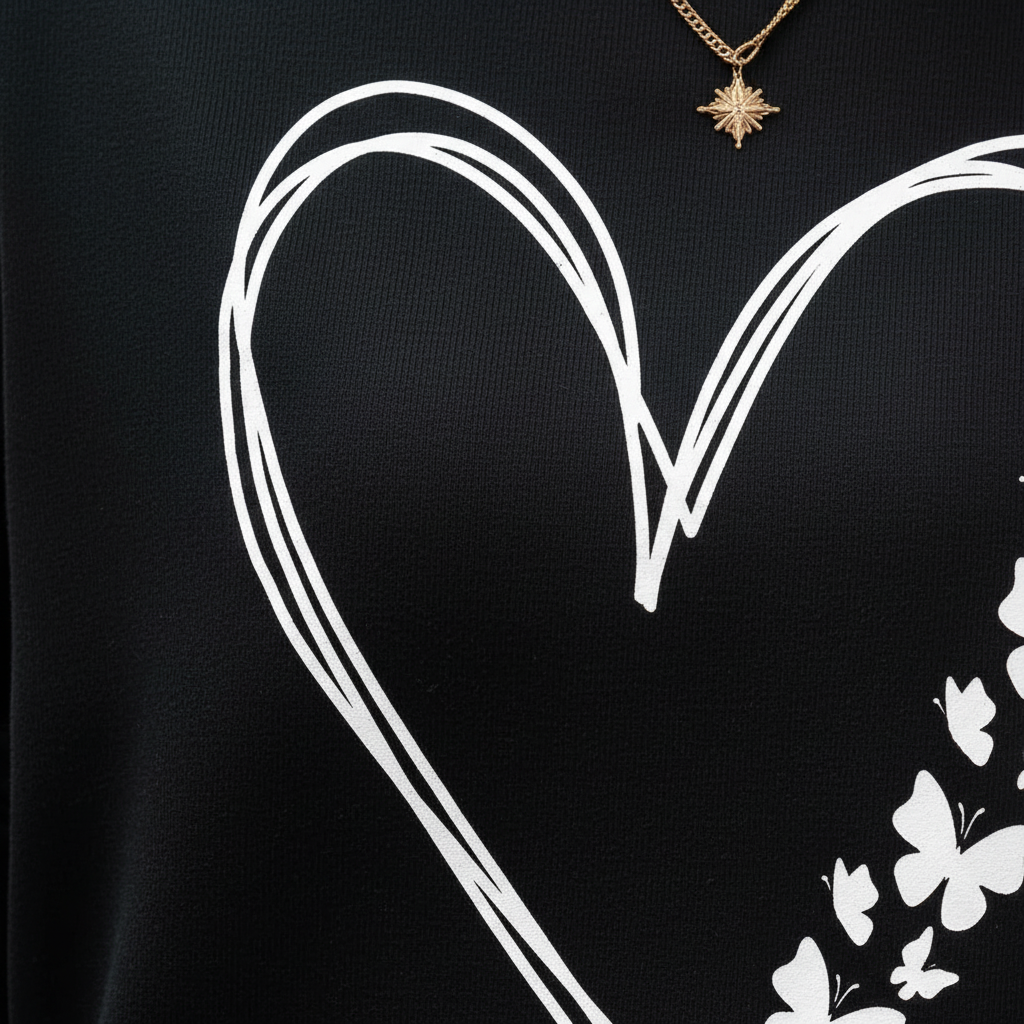 Casual women's long sleeve sweater featuring a charming heart print design