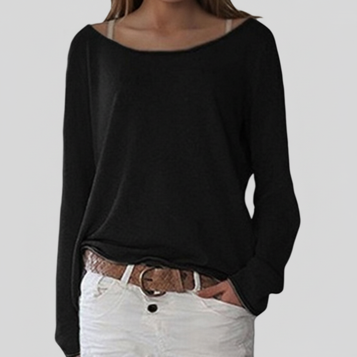 Women's everyday style sweater, soft knit with long sleeves and a simple crewneck, polyester blend