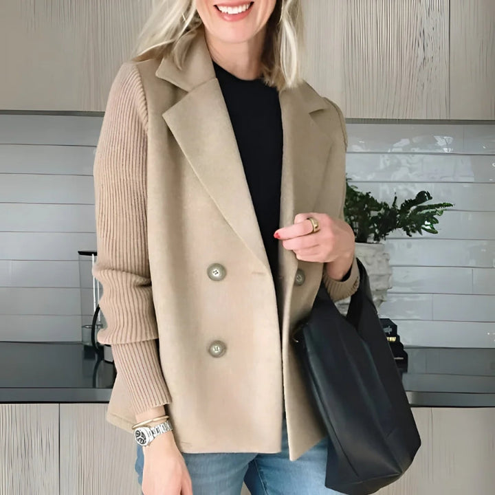 Women's soft knit sweater blazer, combining comfort and professional style, perfect for workwear.