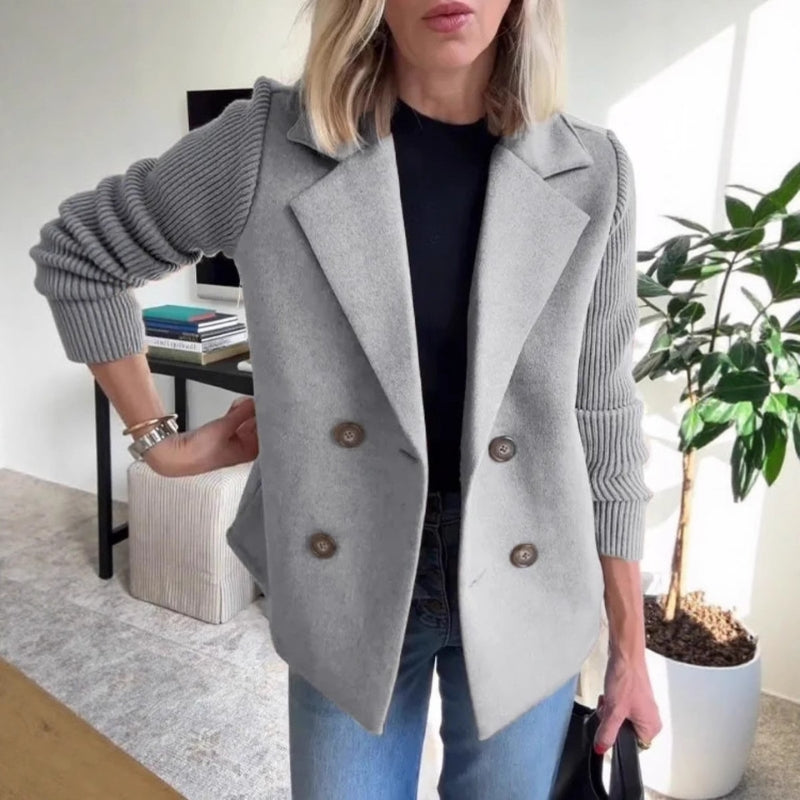 Versatile women's soft knit sweater blazer for casual, work, or business casual outfits; modern comfort.
