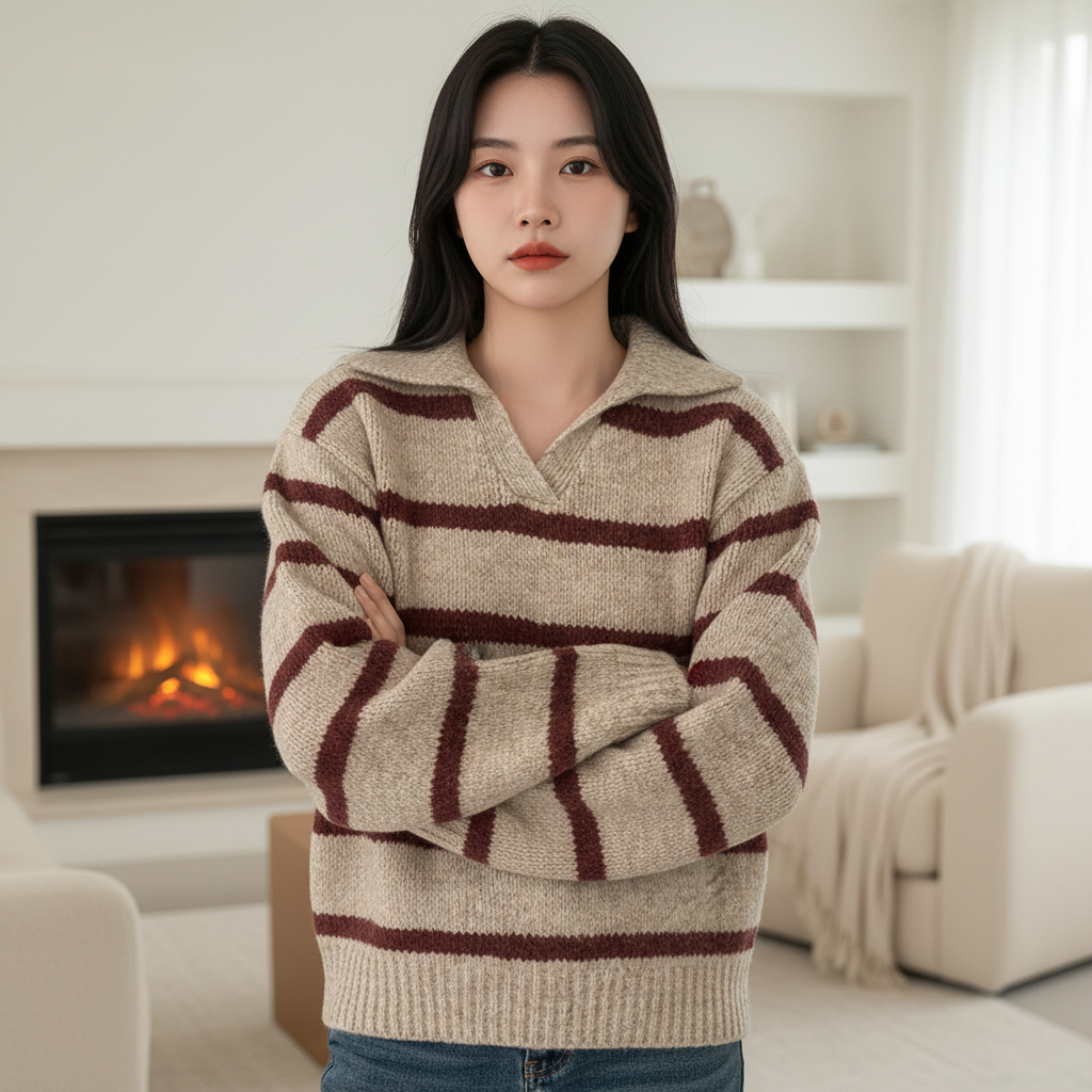 Women's soft knitted cardigan sweater in a casual, loose-fit for autumn fashion.