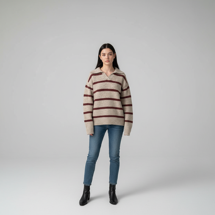 Close-up of a comfortable women's knit cardigan, perfect for winter layering.