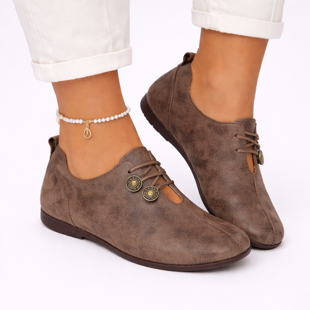 Close-up of soft women's orthopedic loafers, showing breathable fabric & cushioned insoles for all-day comfort.