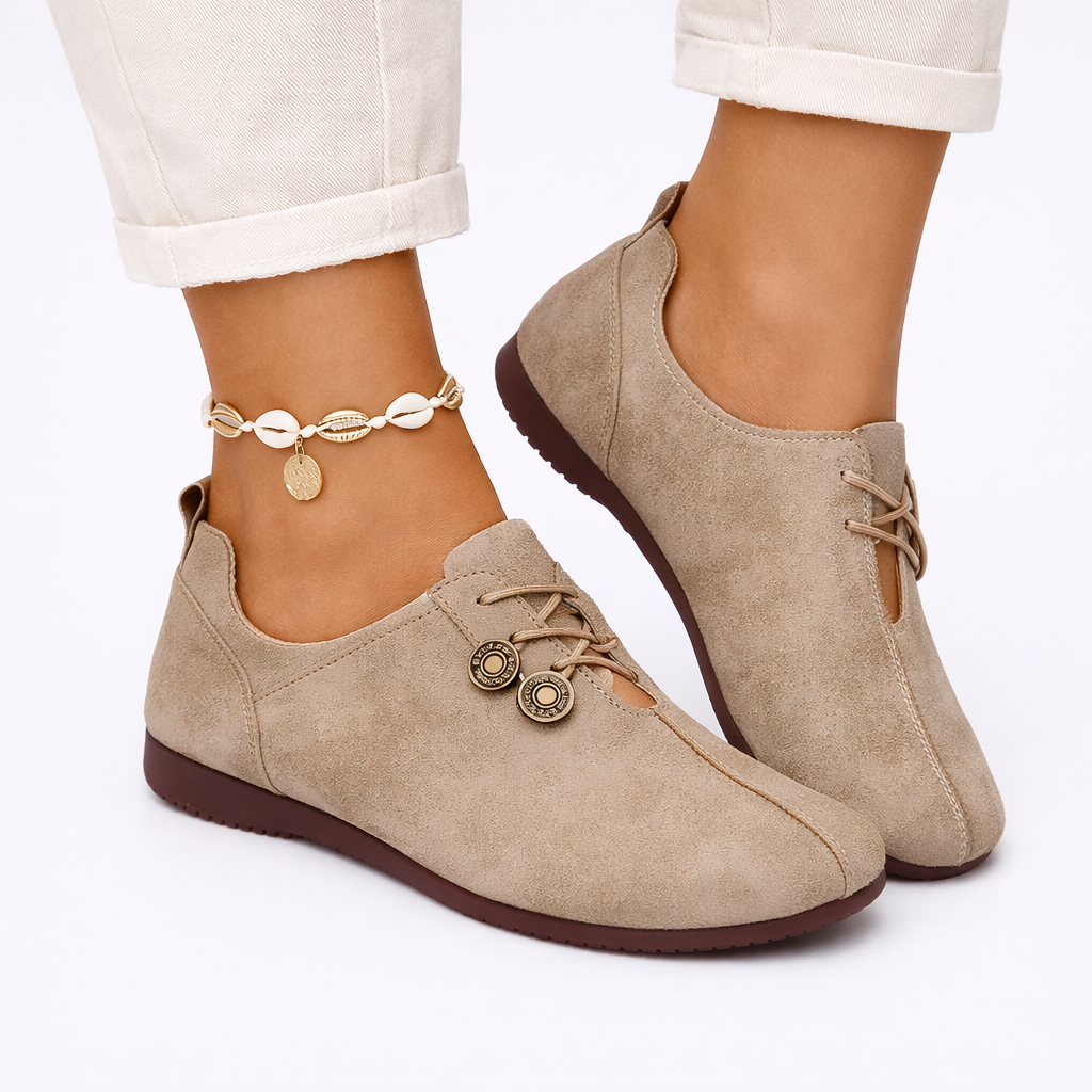 Top view of women's soft orthopedic loafers, highlighting arch support and ultimate comfort for active wear.