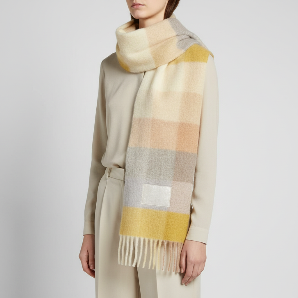 Versatile women's plaid scarf, great for outdoor winter fashion