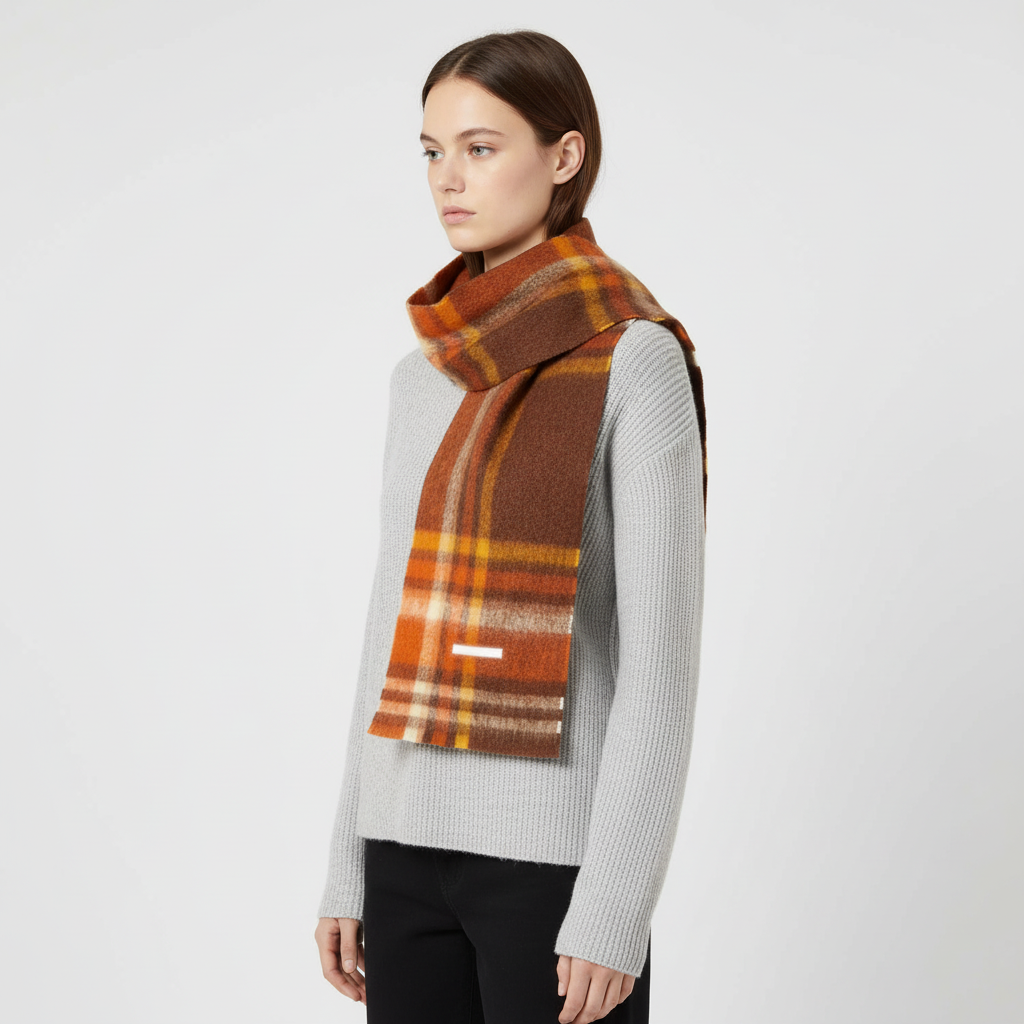 Women's thick and warm plaid scarf, enhancing any winter outfit