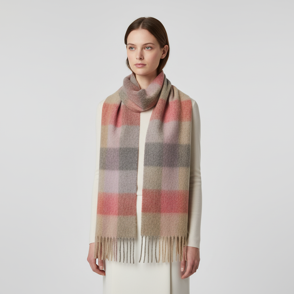 Fashionable women's plaid scarf, perfect for cold weather and layering