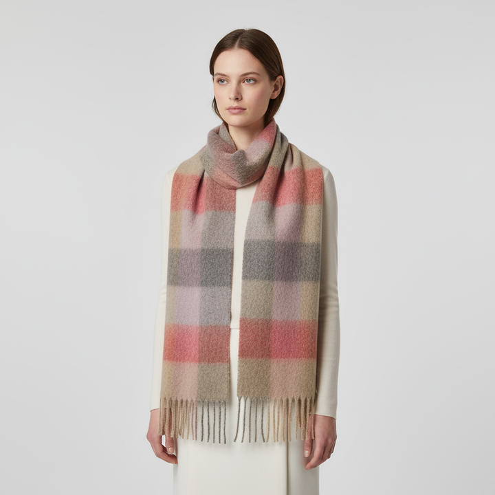 Fashionable women's plaid scarf, perfect for cold weather and layering