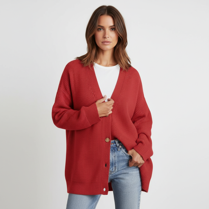 Fashionable women's V-neck cashmere sweater, a must-have for soft knit comfort.