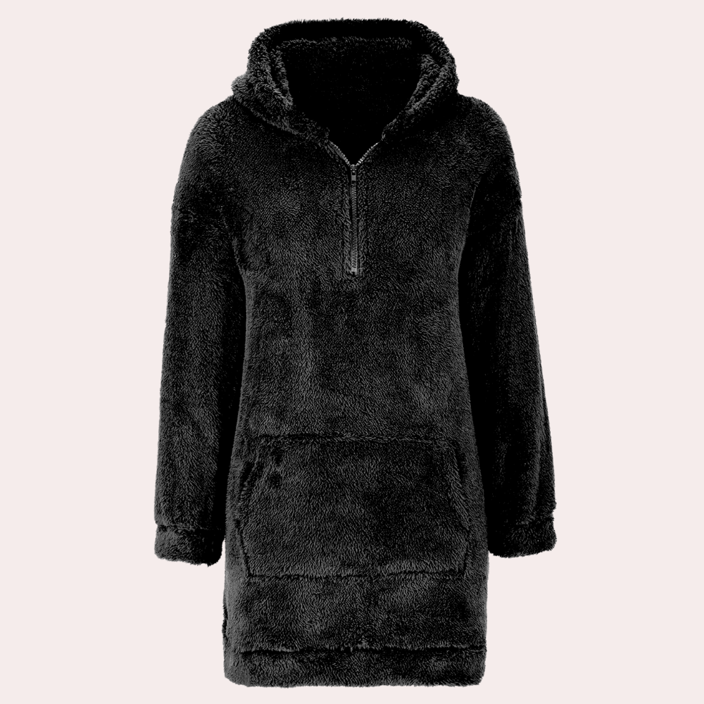 Women's fall fashion zip-up sweater. Soft, warm, and comfortable long-sleeve knit jumper.