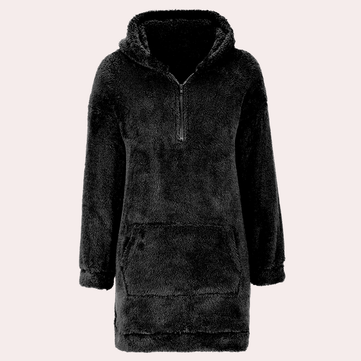 Women's fall fashion zip-up sweater. Soft, warm, and comfortable long-sleeve knit jumper.